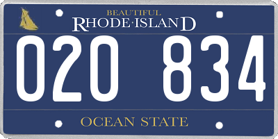 RI license plate 020834