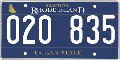 RI license plate 020835