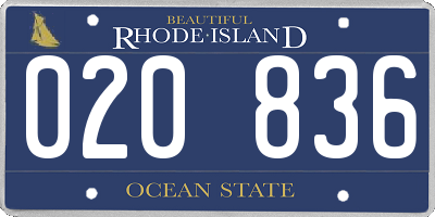 RI license plate 020836