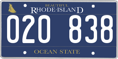 RI license plate 020838