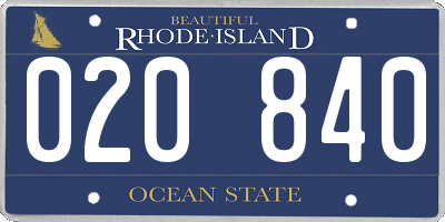 RI license plate 020840