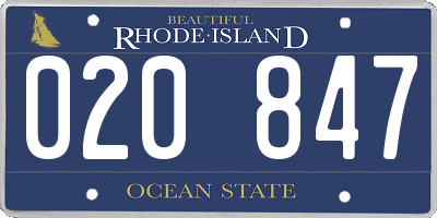 RI license plate 020847