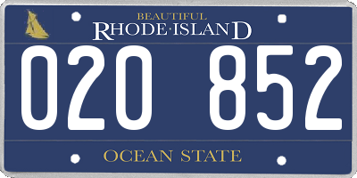 RI license plate 020852