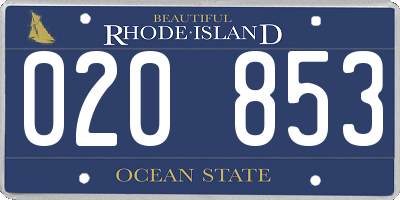 RI license plate 020853