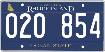 RI license plate 020854