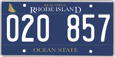 RI license plate 020857