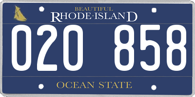 RI license plate 020858