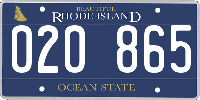 RI license plate 020865