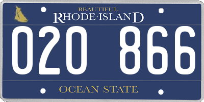 RI license plate 020866