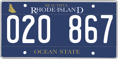 RI license plate 020867