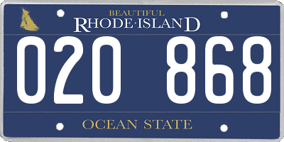 RI license plate 020868