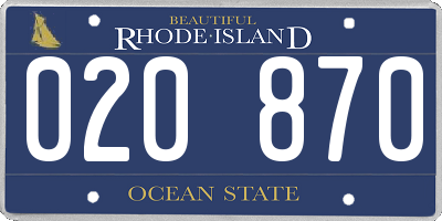 RI license plate 020870