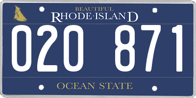 RI license plate 020871