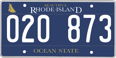 RI license plate 020873