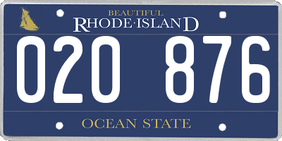 RI license plate 020876