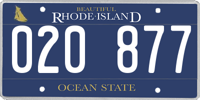 RI license plate 020877