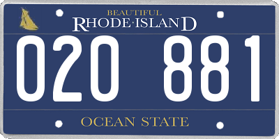 RI license plate 020881