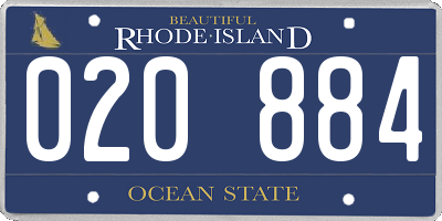 RI license plate 020884