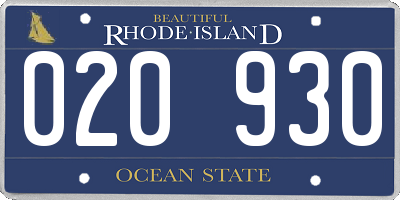 RI license plate 020930
