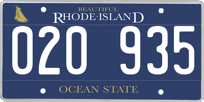 RI license plate 020935