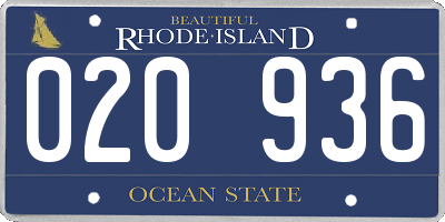 RI license plate 020936
