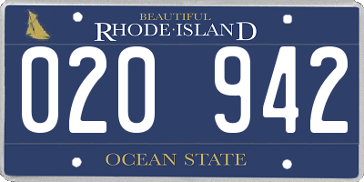 RI license plate 020942