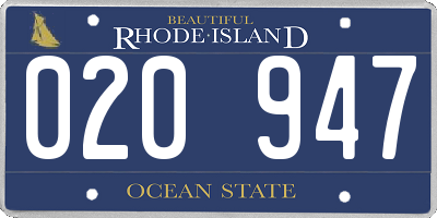 RI license plate 020947