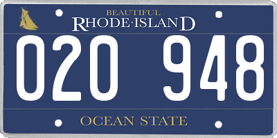 RI license plate 020948