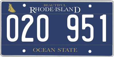 RI license plate 020951