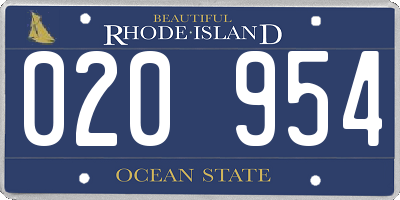 RI license plate 020954