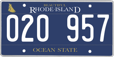 RI license plate 020957