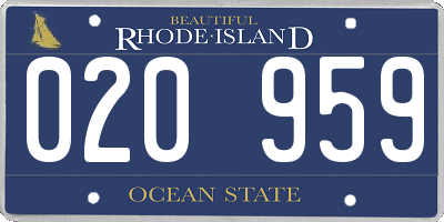 RI license plate 020959