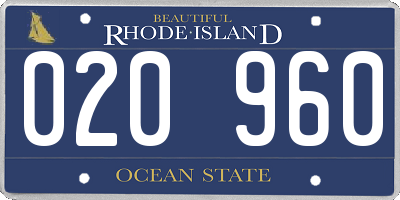 RI license plate 020960