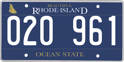 RI license plate 020961