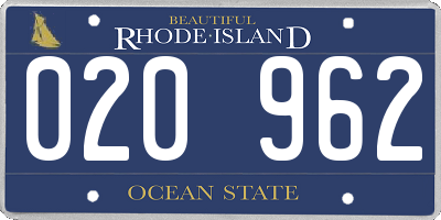 RI license plate 020962