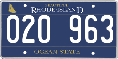 RI license plate 020963