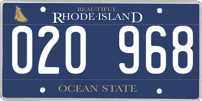 RI license plate 020968
