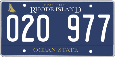RI license plate 020977
