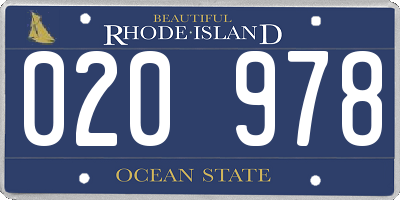 RI license plate 020978