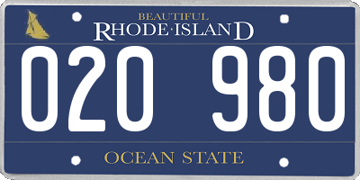 RI license plate 020980