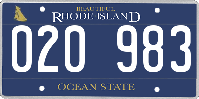 RI license plate 020983