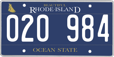 RI license plate 020984