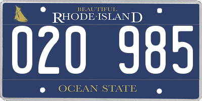 RI license plate 020985