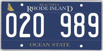 RI license plate 020989