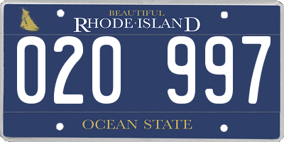 RI license plate 020997