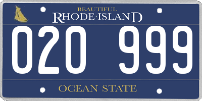 RI license plate 020999