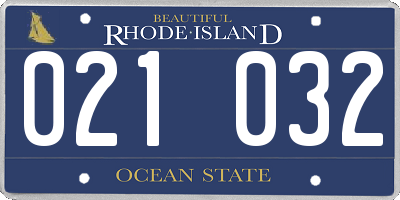 RI license plate 021032