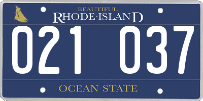 RI license plate 021037