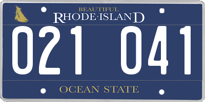 RI license plate 021041