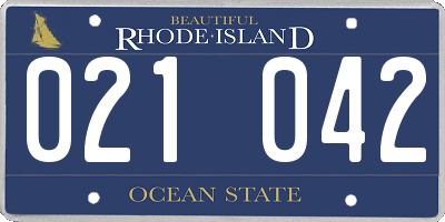 RI license plate 021042